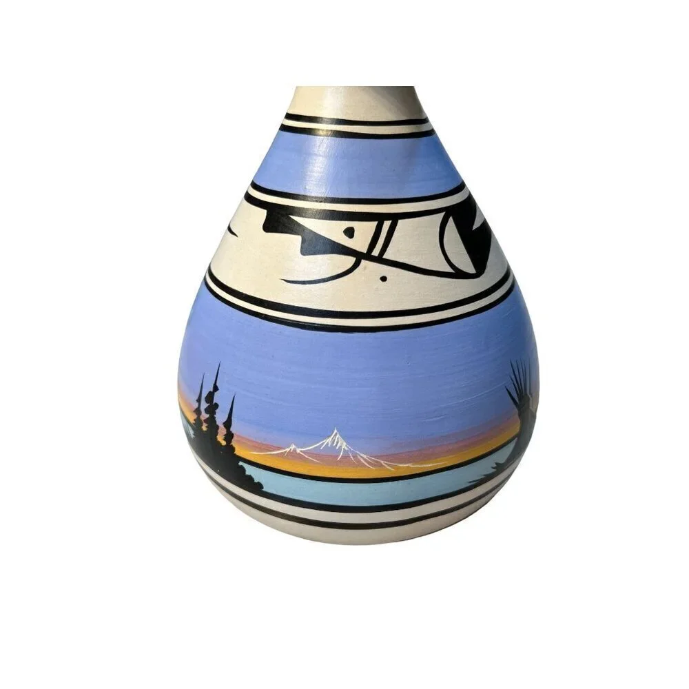 Vintage Signed Native American Pottery Vase Hand-painted